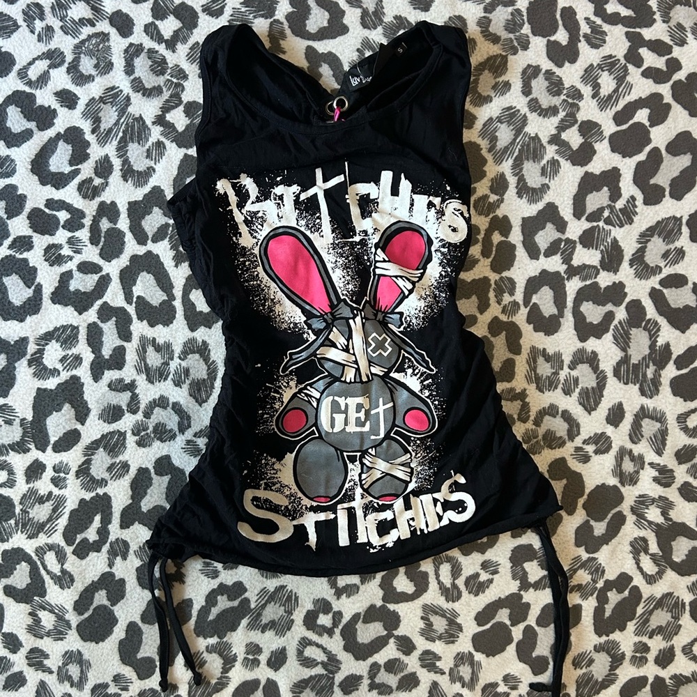 Luv Bunny bitche$ get stitches corset tank